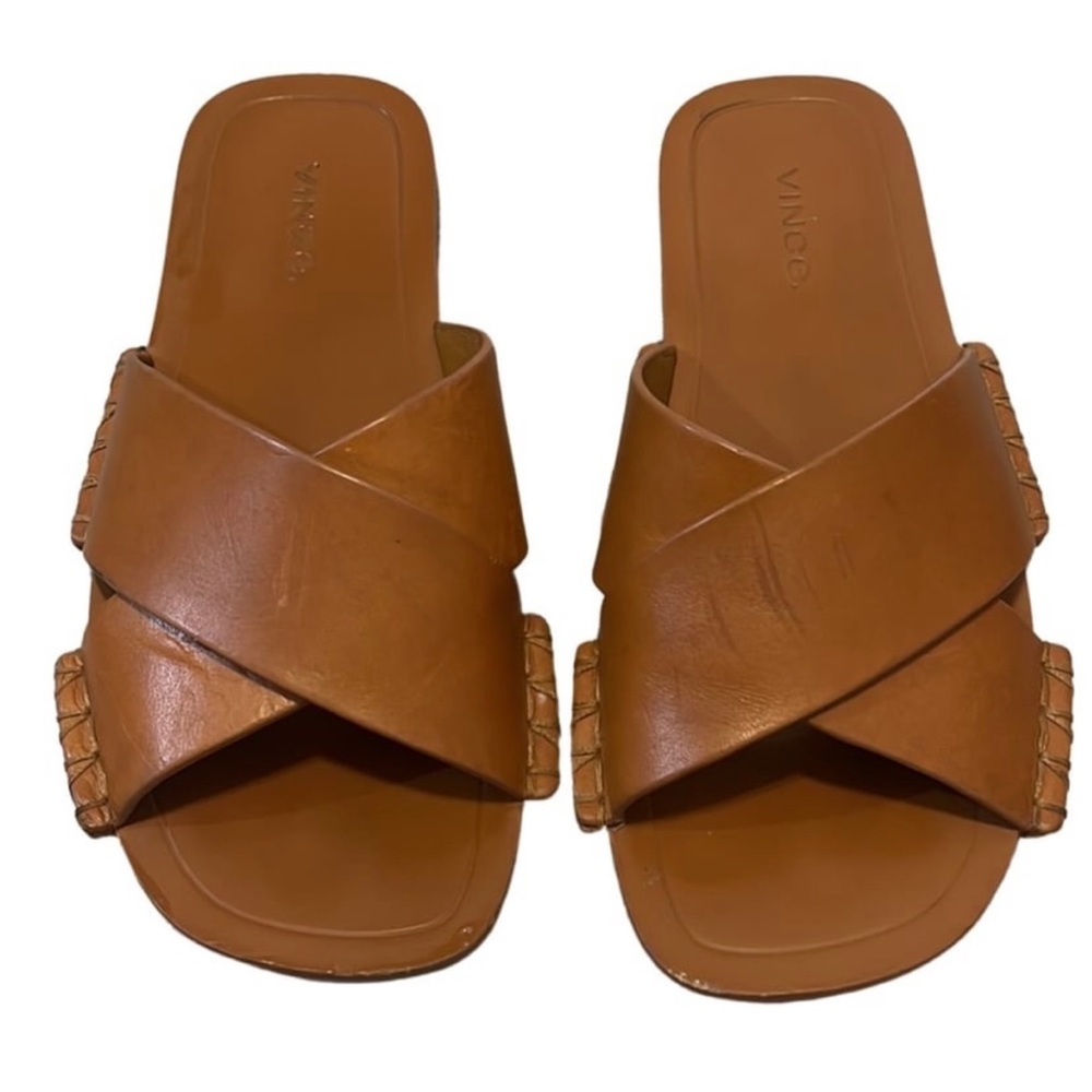 Vince Womens Nico Open Toe Casual Slide Sandals, Cuoio, Size 5